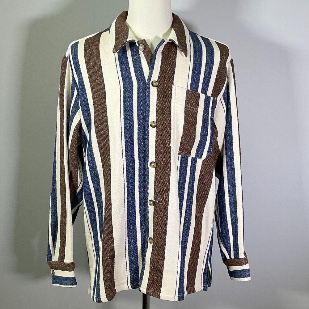 A.P.C. Stefan Men's Size L Marine Striped Jacket NWT